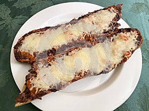 Cheesy Molletes Basic Mexican Food on French Bread photo