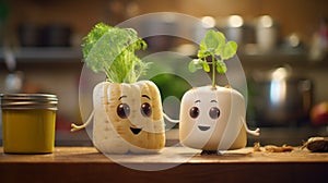Cheesy Turnip Friends: Talking Plants With Faces In Pixar Style