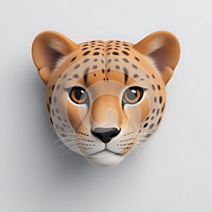 Cheetah 3D sticker  Emoji icon illustration, funny little animals, cheetah on a white background