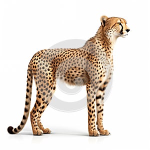 Cheetah African Safari Animal on White Background