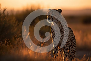 Cheetah in the african savannah africa tanzania serengeti national park wild life of africa