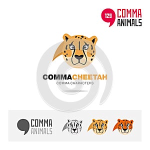 Cheetah animal concept icon set and modern brand identity logo template and app symbol based on comma sign