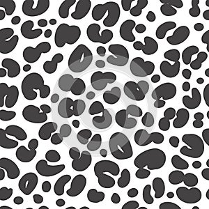 Cheetah black and white print. Leopard skin seamless pattern. Jaguar monochrome abstract ornament. Vector design.