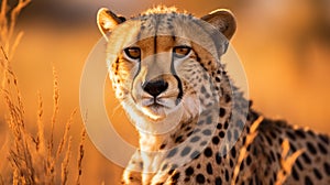Cheetah on blurred nature