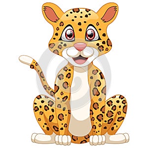 Cheetah cartoon sitting on white background