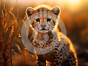 Ai Generated illustration Wildlife Concept of Cheetah cub