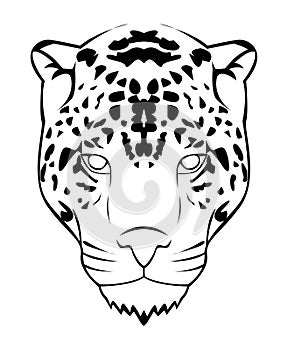 Cheetah Face Symbol Black And White Illustration