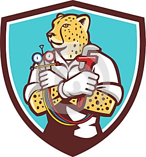 Cheetah Heating Specialist Crest Cartoon