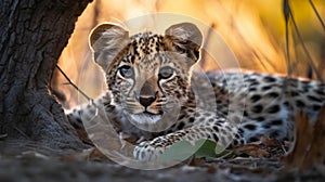 Cheetah Mother and Cubs at Sunrise