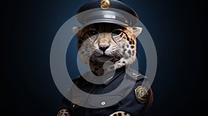 Cheetah Police Officer: Photorealistic Surrealism Artwork