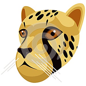 Cheetah portrait made in unique simple cartoon style. Head of cheetah. Isolated icon for your design