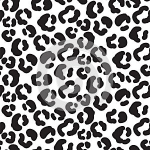 Cheetah print pattern with spots and hearts. Black and white leopard abstract skin print.