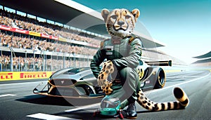 Cheetah race car driver at the starting line
