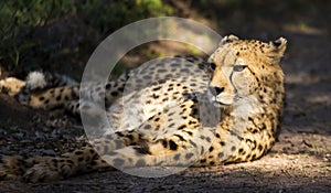 Cheetah relaxing in the afternoon sun