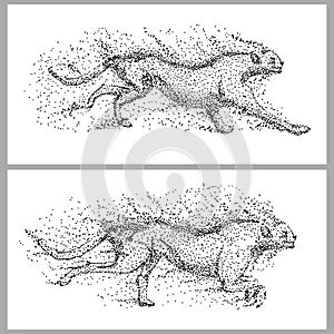 Cheetah run particle vector illustration