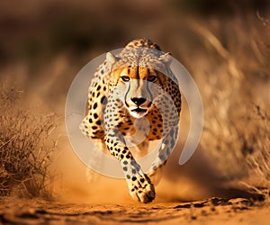 cheetah running through a field.Generative Ai