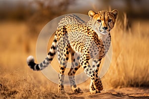 cheetah running through a field.Generative Ai