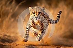 cheetah running through a field.Generative Ai