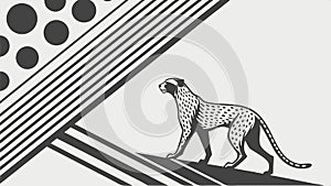 Cheetah running silhouette, wildlife and speed illustration vector design Generative AI photo