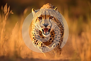 A Cheetah running in the wild. Cheetah. Generative Ai