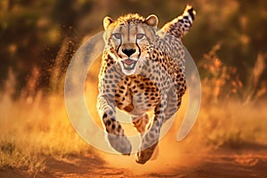 A Cheetah running in the wild. Cheetah. Generative Ai