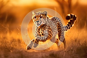 A Cheetah running in the wild. Cheetah. Generative Ai