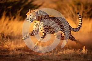 A Cheetah running in the wild. Cheetah. Generative Ai