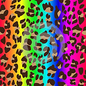 Cheetah Skin Rainbow Seamless Surface Pattern, Rainbow Leopard  Skin Repeat Pattern for Textile Design, Fabric Printing, Fashion,
