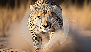 Cheetah stalking prey savanna