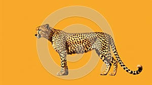 Minimalist Cheetah Art On Orange Background photo