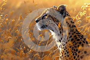 Cheetah Standing in Tall Grass