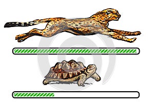 Cheetah and turtle. Fast and slow loading bar.