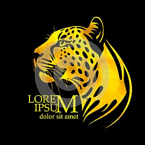 Cheetah yellow logo. hand drawing. Not AI, Vector illustration