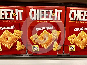 Cheez it box on a store shelf