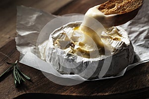 Cheezy camembert on a wodden board