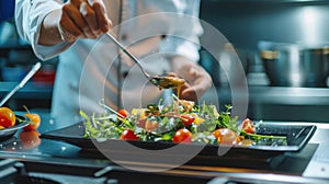 The Chef Adding Salad Dressing.AI generated image