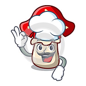 Chef amanita mushroom character cartoon