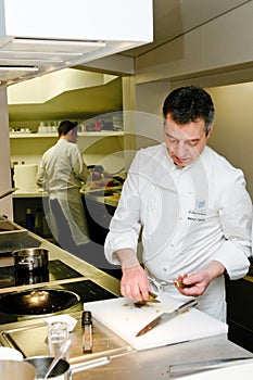 Chef Andrea Canton preparing dinner