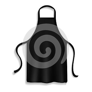 Chef apron. Black culinary cloth apron chef uniform kitchen cotton cooking clothes isolated vector mockup