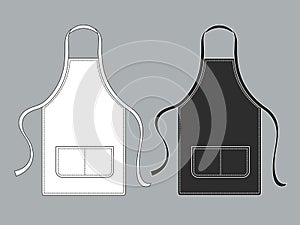 Chef apron. Black white culinary aprons chef uniform kitchen cotton kitchen worker woman wearing waiter vest template