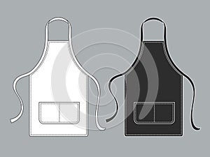 Chef apron. Black white culinary aprons chef uniform kitchen cotton kitchen worker woman wearing waiter vest template photo