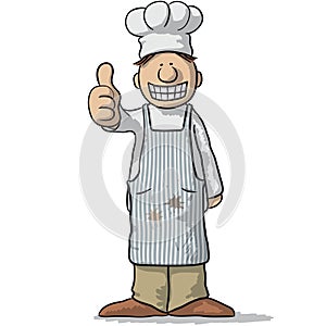 Chef in apron with thumbs up