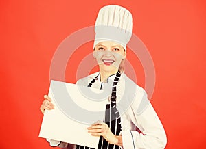 Chef author culinary book. Cooking food and culinary as hobby. Cook looking for cooking recipe in cookbook. Woman