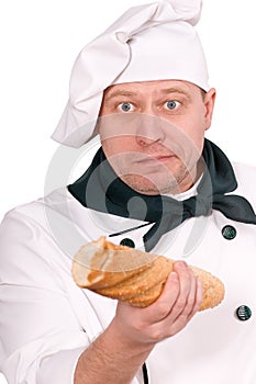 Chef with baguette