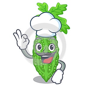 Chef bitter melon gourd on shape cartoon