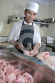 Chef at butcher