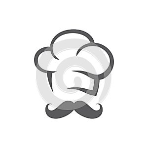 Chef cap with mustache vector icon