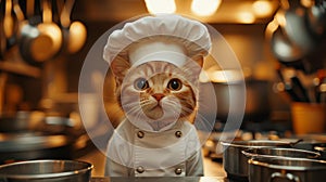 Chef cat in a kitchen - generative ai