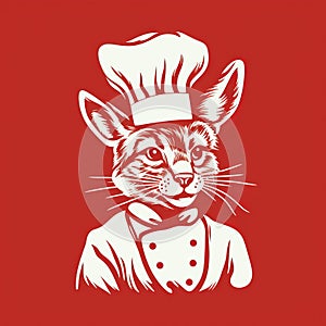 Chef Cat: Monochromatic Graphic Design With Distinctive Character Design