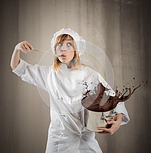 Chef with chocolate